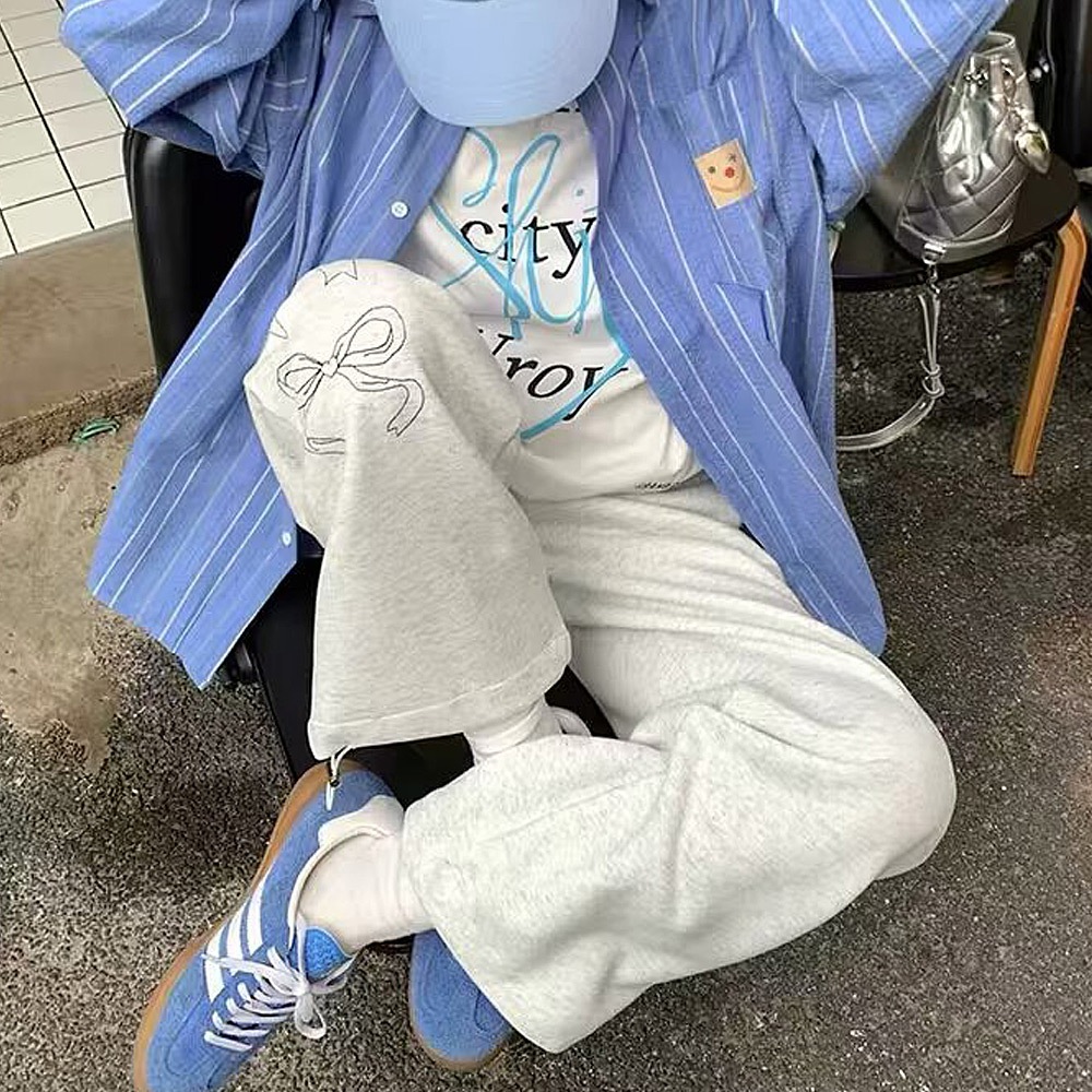 リボン グラフィック プリント スウェットパンツ 