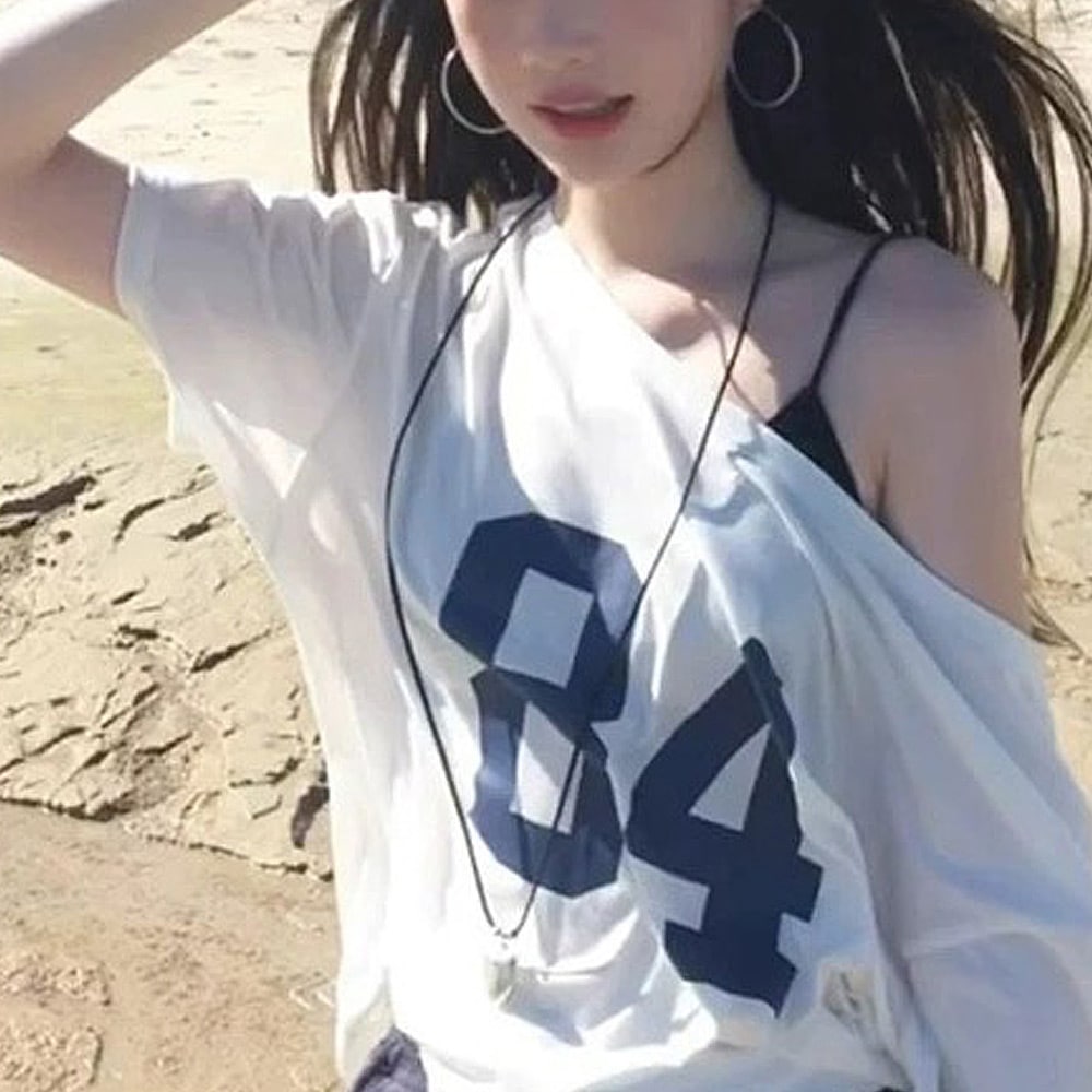オフショルダー Tシャツ　ビッグサイズ 半袖 ワンショルダー Cross charm official store | オフショルダー Tシャツ | Tシャツ