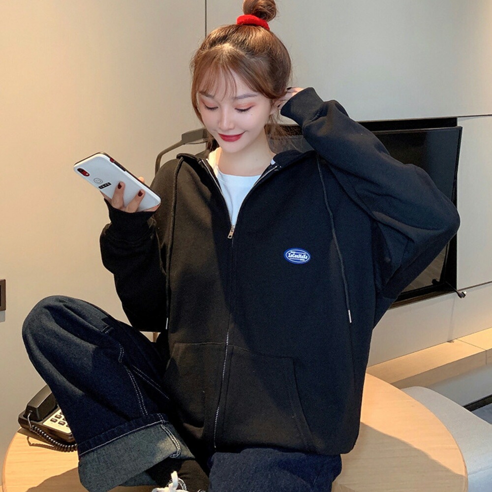 パーカー レディース スウェット ジップパーカー 薄手 韓国ファッション 大きいサイズ トップス ビッグパーカー 秋 冬 ビックシルエット おしゃれ オルチャンファッション ジップアップ アウター ジップアップパーカー 長袖 ペアルック
