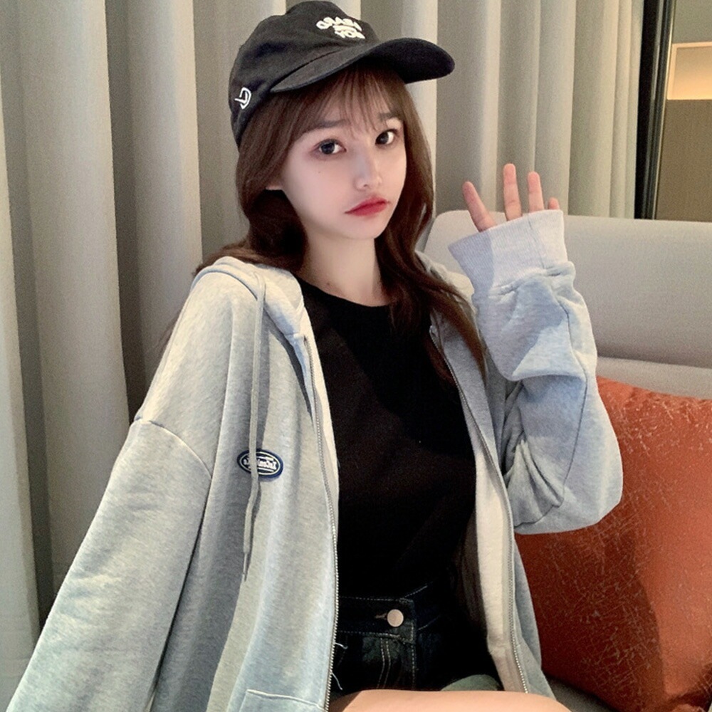 パーカー レディース スウェット ジップパーカー 薄手 韓国ファッション 大きいサイズ トップス ビッグパーカー 秋 冬 ビックシルエット おしゃれ オルチャンファッション ジップアップ アウター ジップアップパーカー 長袖 ペアルック
