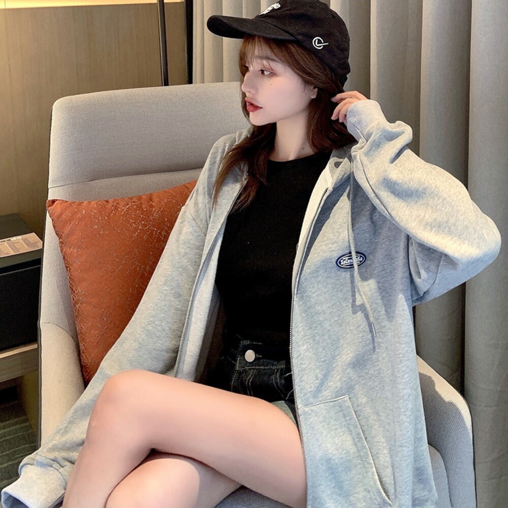 パーカー レディース スウェット ジップパーカー 薄手 韓国ファッション 大きいサイズ トップス ビッグパーカー 秋 冬 ビックシルエット おしゃれ オルチャンファッション ジップアップ アウター ジップアップパーカー 長袖 ペアルック