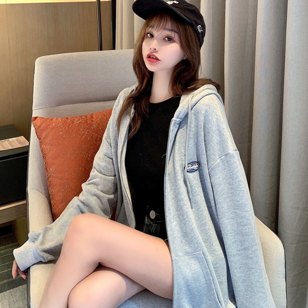 パーカー レディース スウェット ジップパーカー 薄手 韓国ファッション 大きいサイズ トップス ビッグパーカー 秋 冬 ビックシルエット おしゃれ オルチャンファッション ジップアップ アウター ジップアップパーカー 長袖 ペアルック