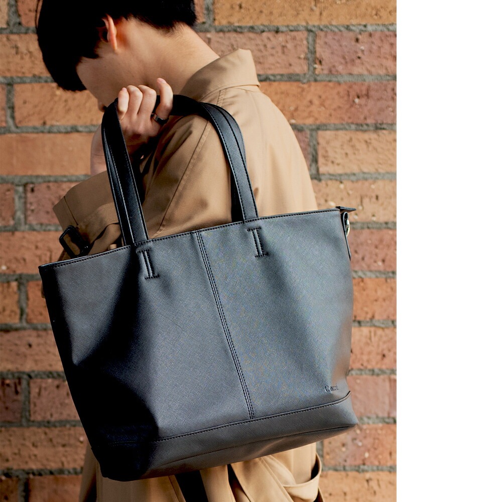 Control トートバッグ メンズ レディース 大きめ ファスナー付き ビジネスバッグ ビジネス トート バッグ メンズ スクエア 通勤 通学 シンプル A4 大容量 大人 オリジナル 軽い 軽量 無地 おしゃれ ショルダー付