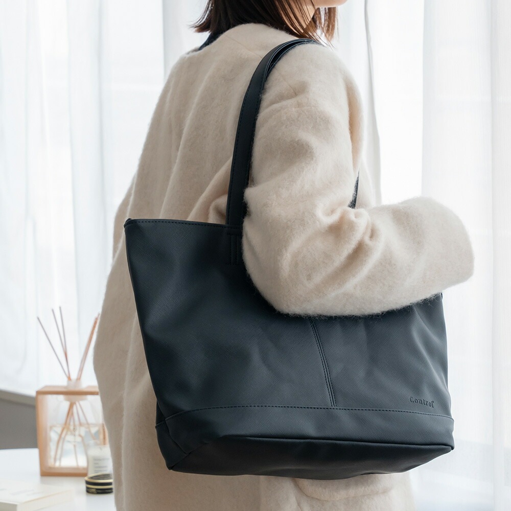 Control トートバッグ メンズ レディース 大きめ ファスナー付き ビジネスバッグ ビジネス トート バッグ メンズ スクエア 通勤 通学 シンプル A4 大容量 大人 オリジナル 軽い 軽量 無地 おしゃれ ショルダー付