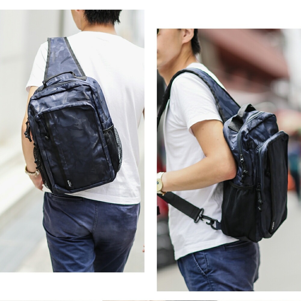 ネイビー ストライプ ボディバッグ ミニボディバッグ メンズ レザー本革 人気おすすめ ネイビー