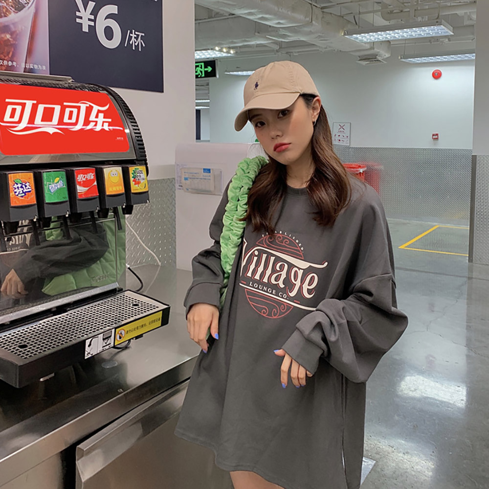 スウェット ロンＴトップス 長袖 オーバーサイズ 韓国 ファッション メンズ レディース ユニセックス 大人 おしゃれ 人気 かわいい 春 秋 冬 ロゴ プリント カットソー ゆったり ルームウェア ロングTシャツ 韓国ファッション 中国