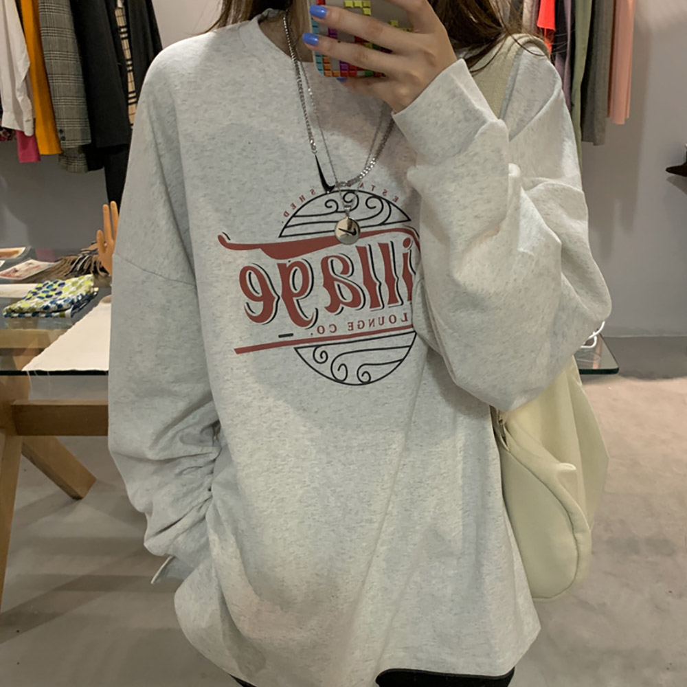 スウェット ロンＴトップス 長袖 オーバーサイズ 韓国 ファッション メンズ レディース ユニセックス 大人 おしゃれ 人気 かわいい 春 秋 冬 ロゴ プリント カットソー ゆったり ルームウェア ロングTシャツ 韓国ファッション 中国