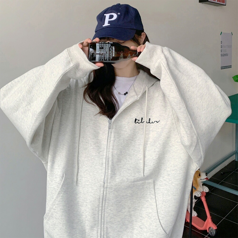パーカー レディース スウェット ジップパーカー 韓国ファッション 大きいサイズ トップス ビッグパーカー 秋 冬 ビックシルエット おしゃれ オルチャンファッション ジップアップ アウター ジップアップパーカー 長袖 ペアルック
