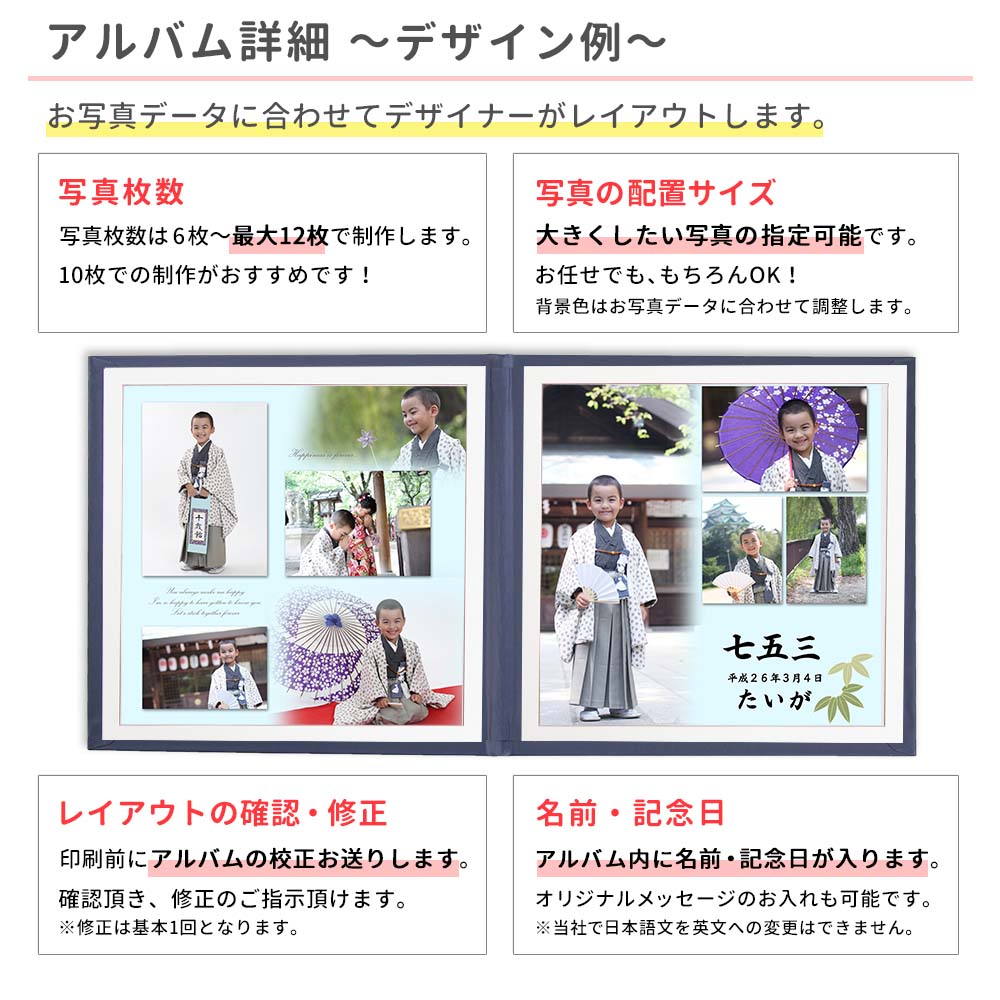 ★現行アルバム 【2冊セット】昭和23年〜昭和65年 七五三 写真 台紙 2面アルバム 両親 祖父母 プレゼント【2面デザイン