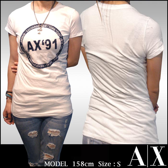 A|X Armani Exchange ޡ˥ ǥ Ⱦµ T AX`91 󥰾 ۥ磻 ȥåץ ᥫ  쥫 ݡ 奢  եå