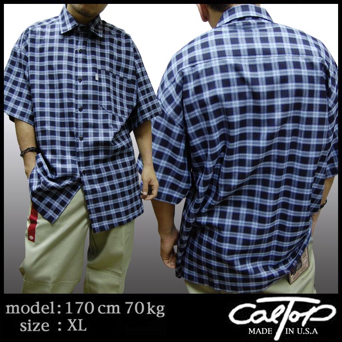 LAストリートブランド☆CALTOP チェック柄 半袖シャツ チェックシャツ