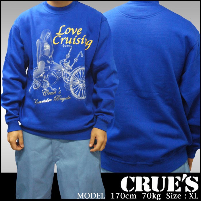 CRUES Love Cruising メンズ 長袖 スウェット ブルー トレーナー 