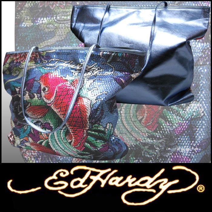 Ed Hardy 400種類の品揃え エドハーディー トート バッグ スパンコール 