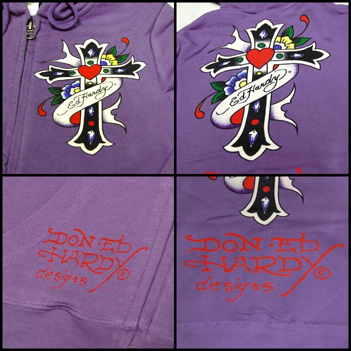 Ed Hardy エドハーディー レディース パーカー パープル LOVE CROSS