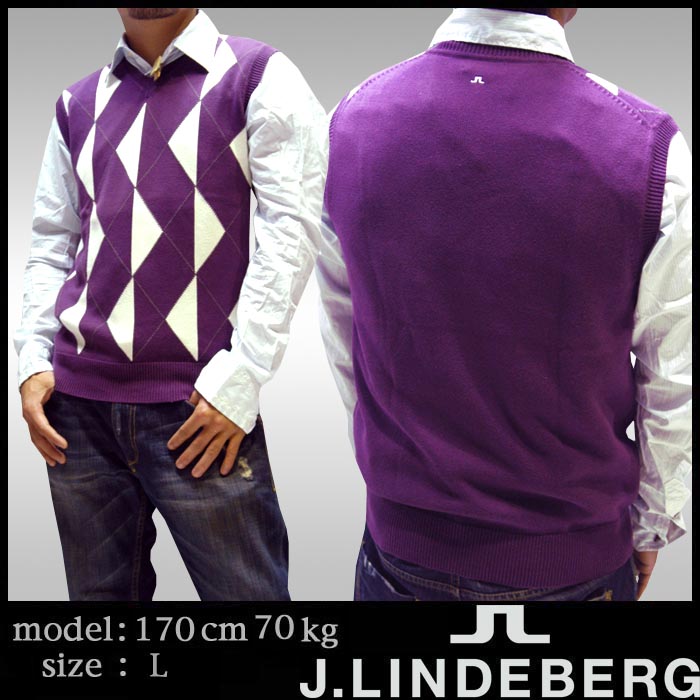 Jリンドバーグ メンズ ベスト パープル J.LINDEBERG ジェイ