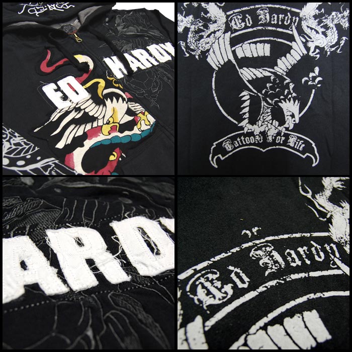 エドハーディー レディース パーカー  Ed Hardy タイガー ブラック エド・ハーディー 正規品 LAセレブ 着用 サファリ ファッション 雑誌 掲載 ブランド Ed Hardy エドハーディー レディース パーカー タイガー