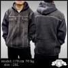 PJ MARK デニム ジップ スウェット パーカー ジャケット ブラック スエット オーバーサイズ HIPHOP ヒップホップ スタイル ストリート ファッション B系 ブランド ウェアー アメカジ カジュアル 大きいサイズ 好きにも♪