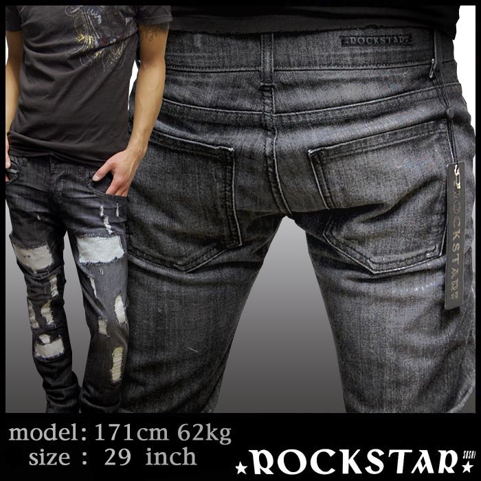 ROCKSTAR sushi Denim メンズ ローライズ スキニー ジーンズ デニム 