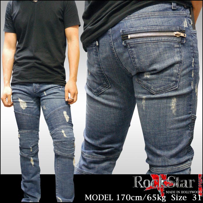 ROCKSTAR sushi Denim  å ȥå Х ȥ졼 ǥ˥ MED.WASH ᡼  ѥ    LA 쥫 ץߥǥ˥ եå ϥꥦå ְ ݡ ֥ ᥫ  ˢ
