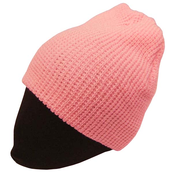 美品45R カシミヤビッグワッフルのニット帽 ピンク フリーサイズ ユニセックス ワッフルビーニー ニットキャップ ピンク ビーニー 無地 プレーン 帽子