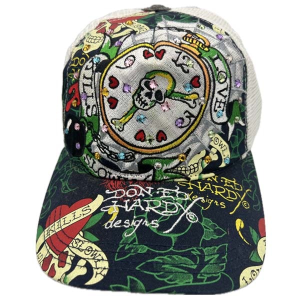【Ed Hardy】美品エド・ハーディースワロフスキーキャップ男女兼用 送料無料 現品限り アウトレット エドハーディー キャップ Ed Hardy Cap