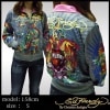 Ed Hardy エドハーディ ★正規品★ レディース ベーシック マルチ プリント トラック ジャケット LKS COLLAGE グレー Edhardy フーディー エド・ハーディー LAセレブ ハリウッド セレブ セレカジ インポート 姉妹 ブランド クリスチャン オードジェー 好きにも♪
