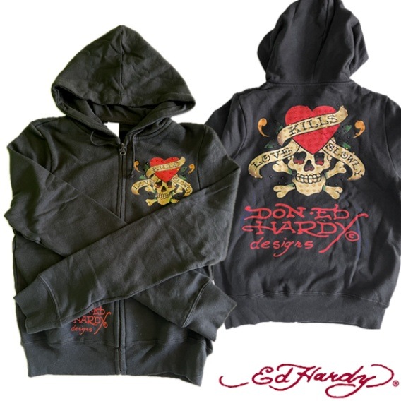 エドハーディー レディース パーカー LOVE KILLS SLOWRY ブラック