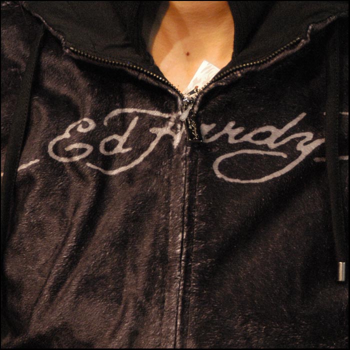 エドハーディー　ファーパーカー Ed Hardy（エド・ハーディー） フードパーカー レディース ファー エコ
