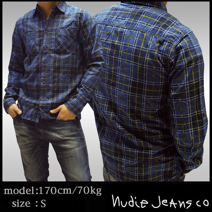 ヌーディージーンズ NUDIE JEANS メンズ シャンブレー チェック シャツ