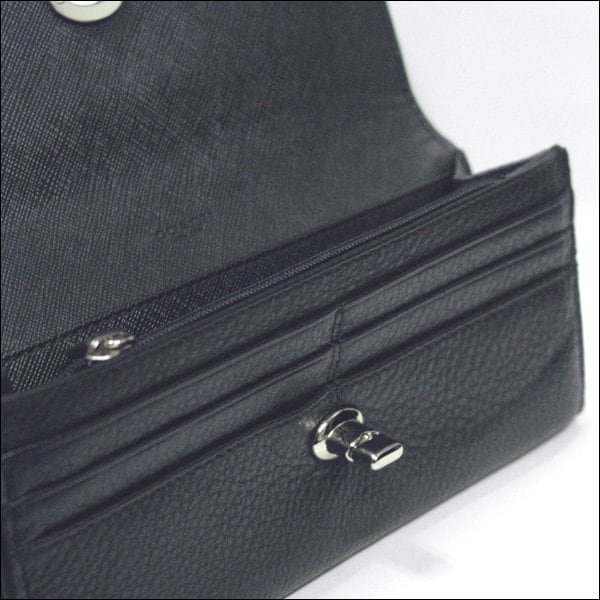 COACH コーチ 財布 長財布 ブラック パーカー レザー ターン