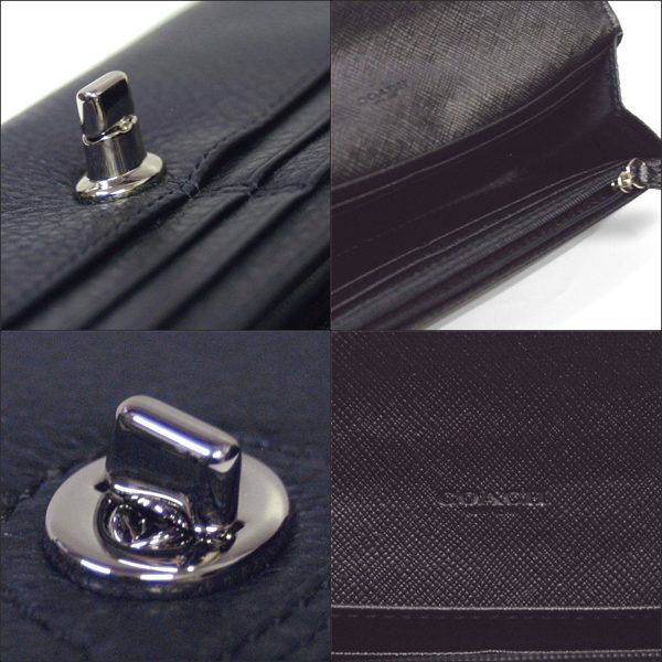 COACH コーチ 財布 長財布 ブラック パーカー レザー ターン