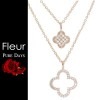 2018年4月デビュー ピュアデイズ フルール レディース ダブル フラワー キュービック ジルコニア ネックレス PURE DAYS FLEUR PFL-109 ペンダント 2連 アクセサリー ジュエリー ブランド シンプル 雑誌 掲載 芸能人 着用 ギフト 10代 20代 誕生日 プレゼント