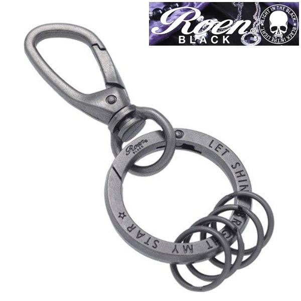 即納】Roen BLACK ロエン ブラック カラビナ キーリング キーホルダー