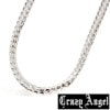 Crazy Angel クレイジーエンジェル 真鍮 ゲルマニウム 天然ダイヤモンド ネックレス 7mm/60cm CAG-101-R60 シルバーカラー へリンボーンチェーン 紋章 アクセサリー ジュエリー ブランド アクセ メンズ