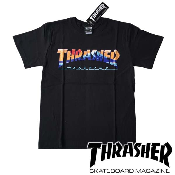  THRASHER コラボ シャツ XL ブラック/ブルー スラッシャー THRASHER メンズ ロゴ Tシャツ FUJI LOGO ブラック