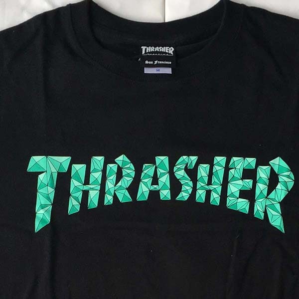 スラッシャー THRASHER メンズ ロゴ Tシャツ POLYGON ブラック