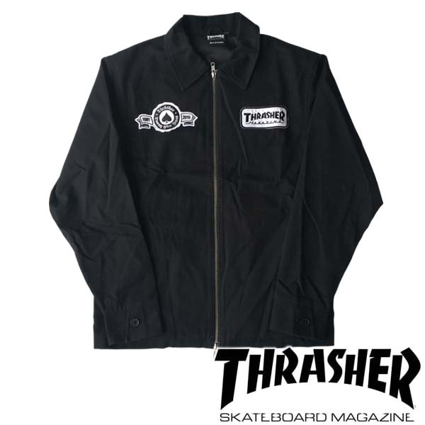 スラッシャー THRASHER メンズ コットン 長袖 ジャケット ブラック