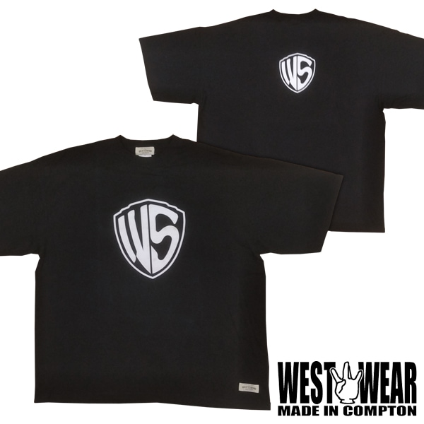 WEST WEAR メンズ 半袖 Tシャツ WS プリント 枠 ロゴ ブラック 