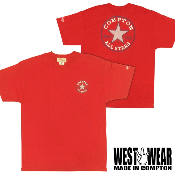 WEST WEAR メンズ 半袖 Tシャツ COMPTON ALL STAR プリント ロゴ 