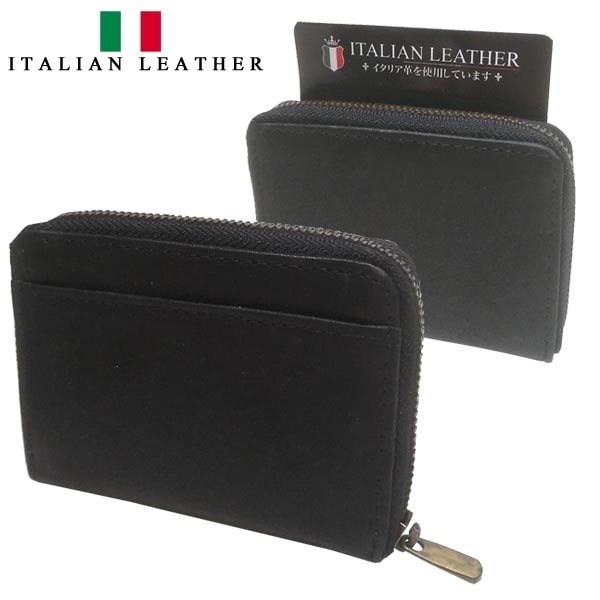 ITALIAN LEATHER �����ꥢ��쥶�� �饦��ɥե����ʡ� ������å� �����󥱡��� �֥�å� 06 �������� �ޥ���������� �ѥ������� ��ʪ ���� ����ݡ��� �ե��å���� �֥��� �ץ쥼��� ���ե� ������