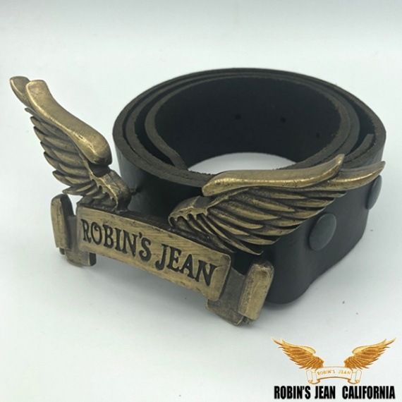 ロビンズジーン ベルト 05-04 ROBIN'S JEAN メンズ レディース レザーベルト ブラック ウイング バックル ゴールド ロビンジーンズ safari サファリ LEON レオン オーシャンズ 掲載 インポート ジーンズ ブランド ファッション ROBINS ロビンズジーンズ スタイル