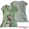 エドハーディー レディース 半袖 Tシャツ 【200種類の品揃え】 Ed Hardy NEW YORK CITY グリーン エド・ハーディー 正規品 セレブ サファリ ファッション 雑誌 掲載 ブランド LAセレブ セレカジ ストリート ロック サーフ スタイル