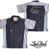 Laid-Back USA レイドバック ヴィンテージ ワークシャツ メンズ 半袖 ボーリングシャツ カスタムカー柄 ピンナップガール アメカジ USAデザイン クラシックカー グレー×ブラック 大きめサイズ カジュアル ファッション
