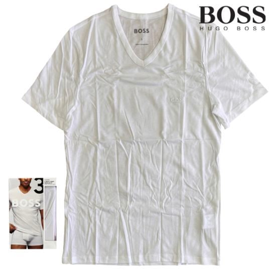 HUGO BOSS ҥ塼ܥ T  3 Vͥå Ⱦµ 100 ɽ ۥ磻 1ݥ  åȥ 100  3祻å ץ  ӥͥ 奢  ֥ ʡ ե ץ쥼  S M L XL 2XL XXL