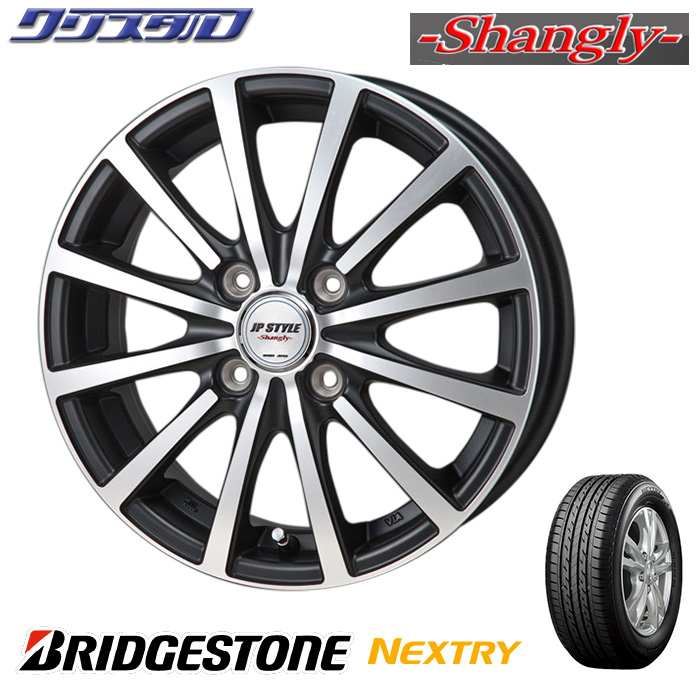 BRIDGESTONE ブリヂストン NEXTRY ネクストリー155/65R13 2022年製 MONZA JAPAN モンツァジャパン JP STYLE SHANGLY ジェイピー スタイルシャングリー1340+42 4/100 13インチ 4J +42 ホール数：4 PCD：100 マッドブラックポリッシュ 4本セット