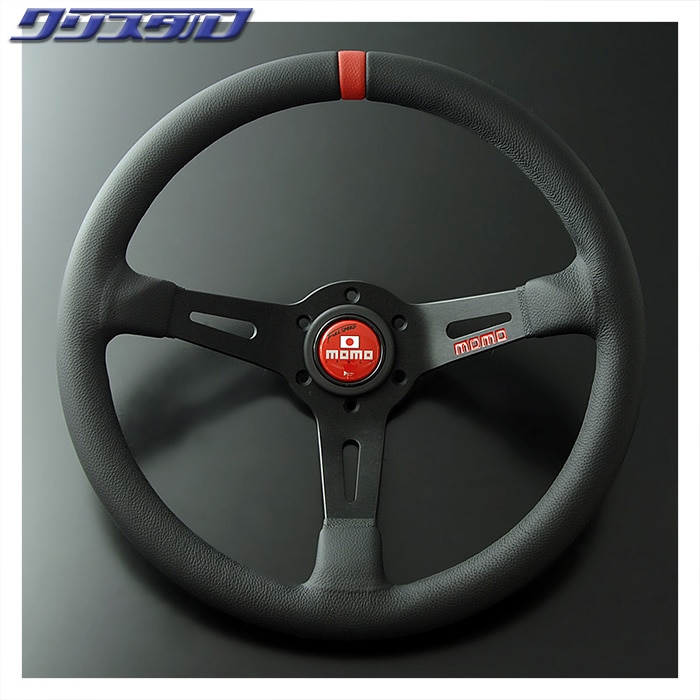 MOMO FULL SPEED 348Φ 90mm DEEP BKレザー/BKスポーク RED TOP