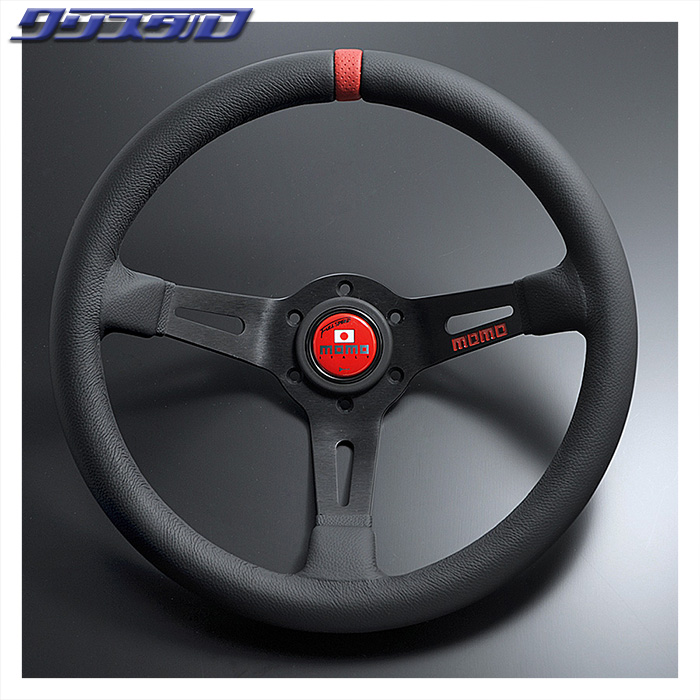 MOMO FULL SPEED 328Φ 90mm DEEP BKレザー BKスポーク RED TOP