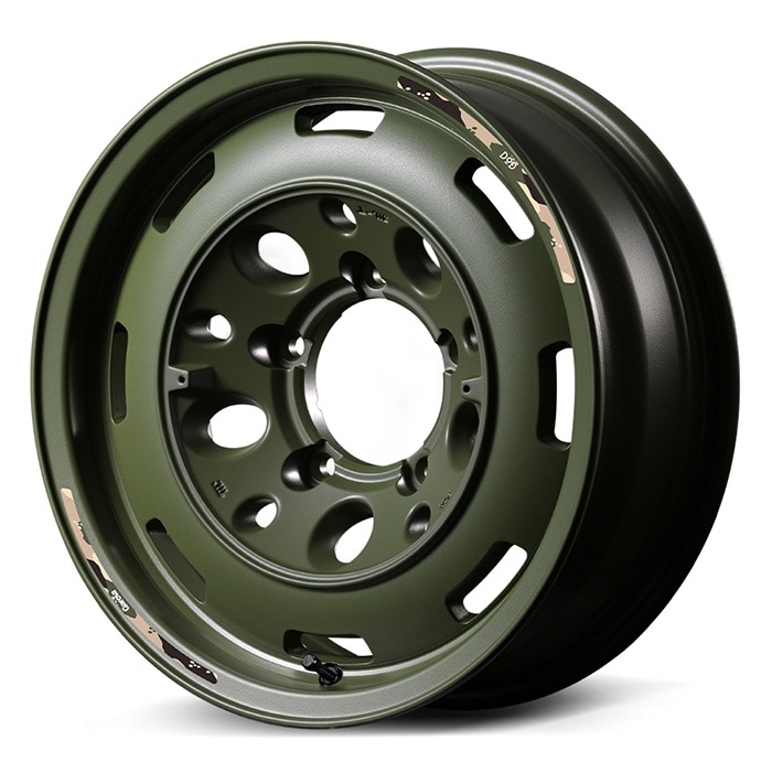 決算セール！MID WHEELS × DOD ウシャリントバリ 1660-5 5/139 16インチ 6J -5 ホール数:5 PCD:139 セミグロスODグリーン 4本セット マルカサービス SOG