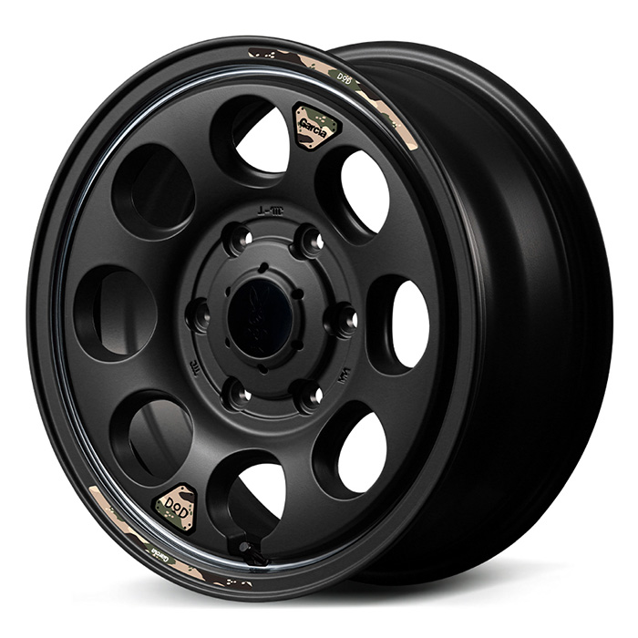 決算セール！MID WHEELS × DOD ウシャリン 1560+33 6/139 15インチ 6J +33 ホール数:6 PCD:139 セミグロスブラック/リムヴァーレイポリッシュ 4本セット マルカサービス SBV