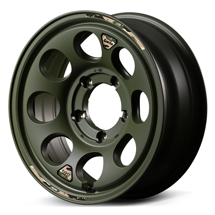 決算セール！MID WHEELS × DOD ウシャリン 1660-5 5/139 16インチ 6J -5 ホール数:5 PCD:139 セミグロスODグリーン 4本セット マルカサービス SOG